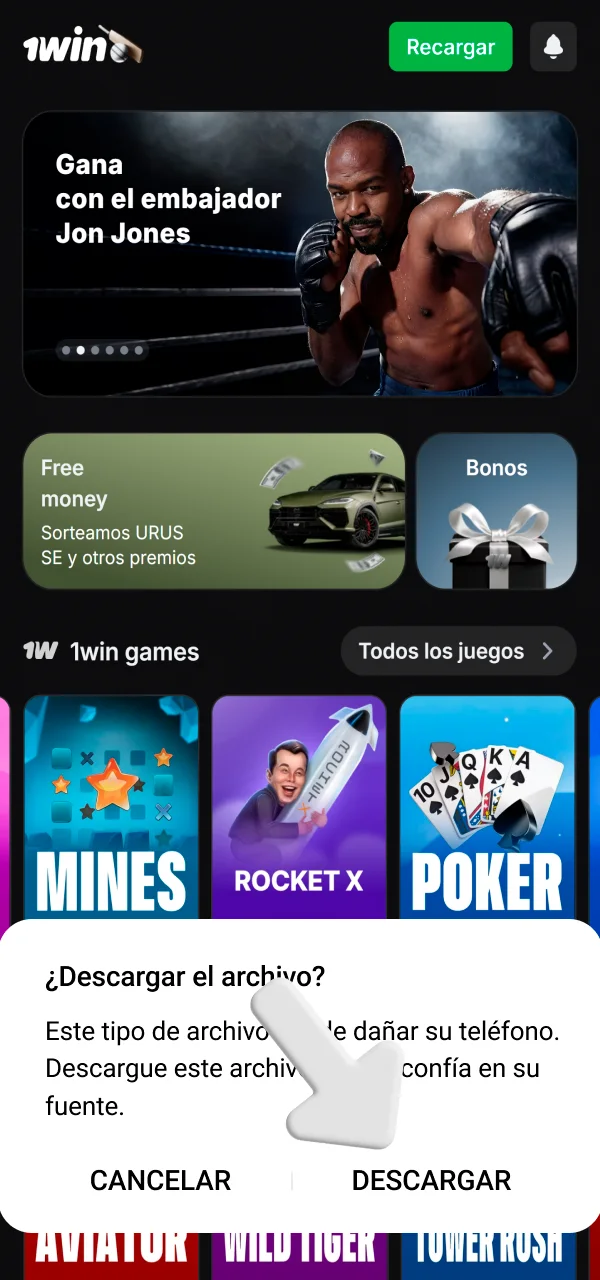 Ejecuta tu descarga desde el sitio 1win ahora.