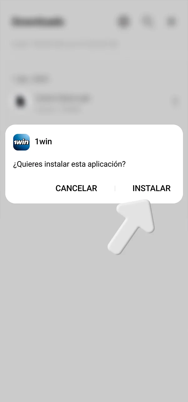 Completa la instalación de la app sitio 1win.