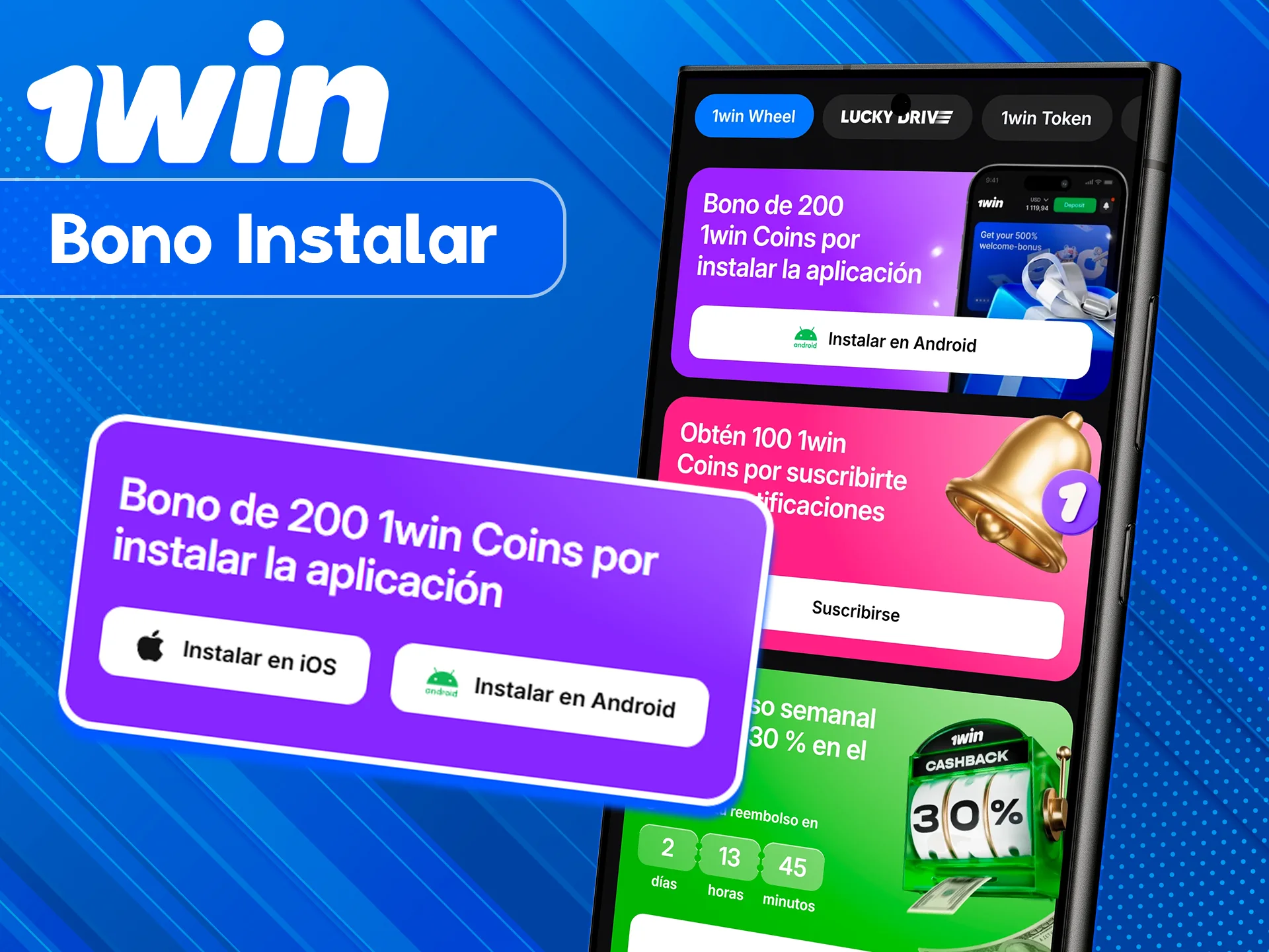 Gana un premio al instalar del sitio 1win.