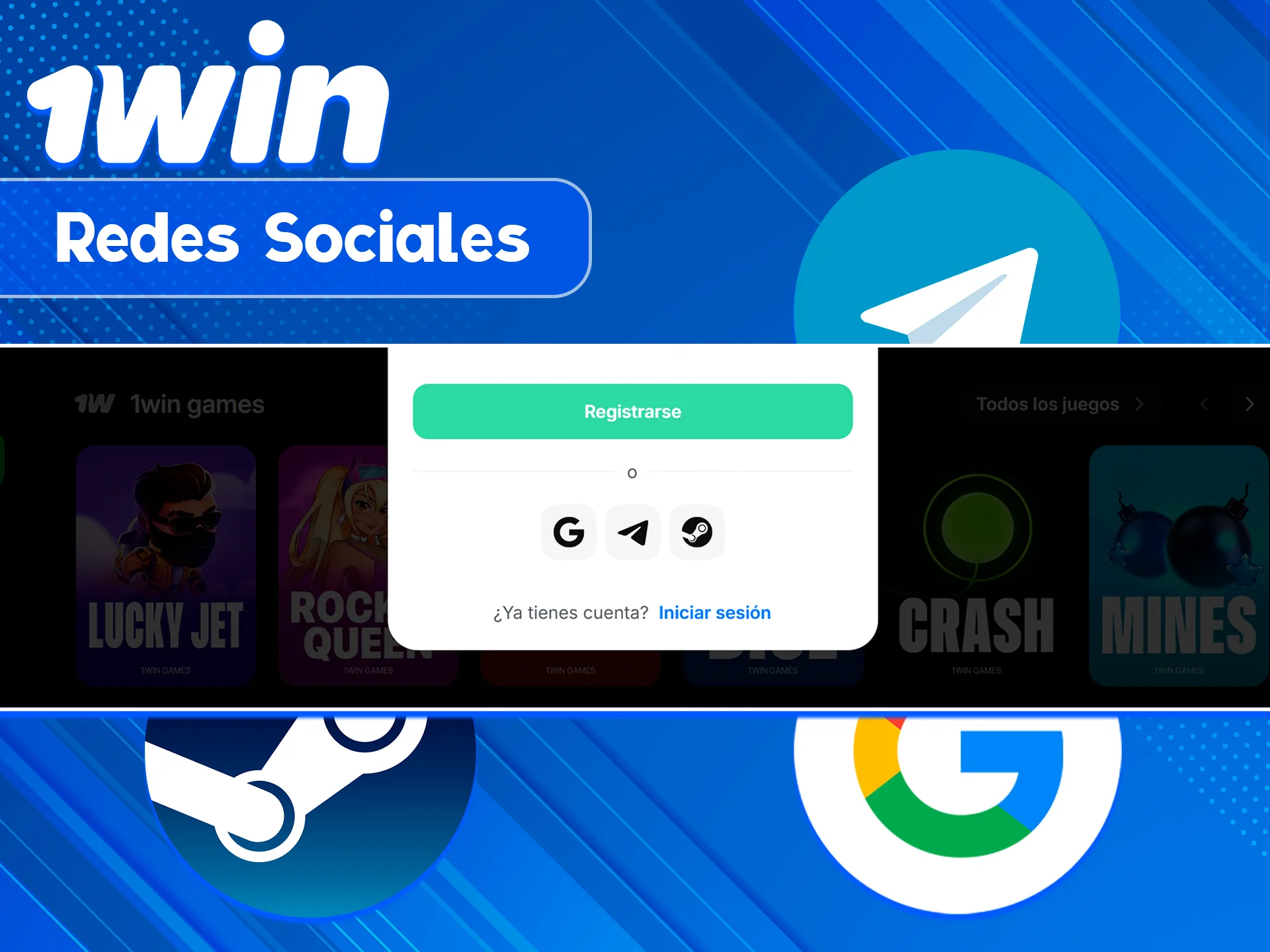 Entra con redes en el sitio 1win.