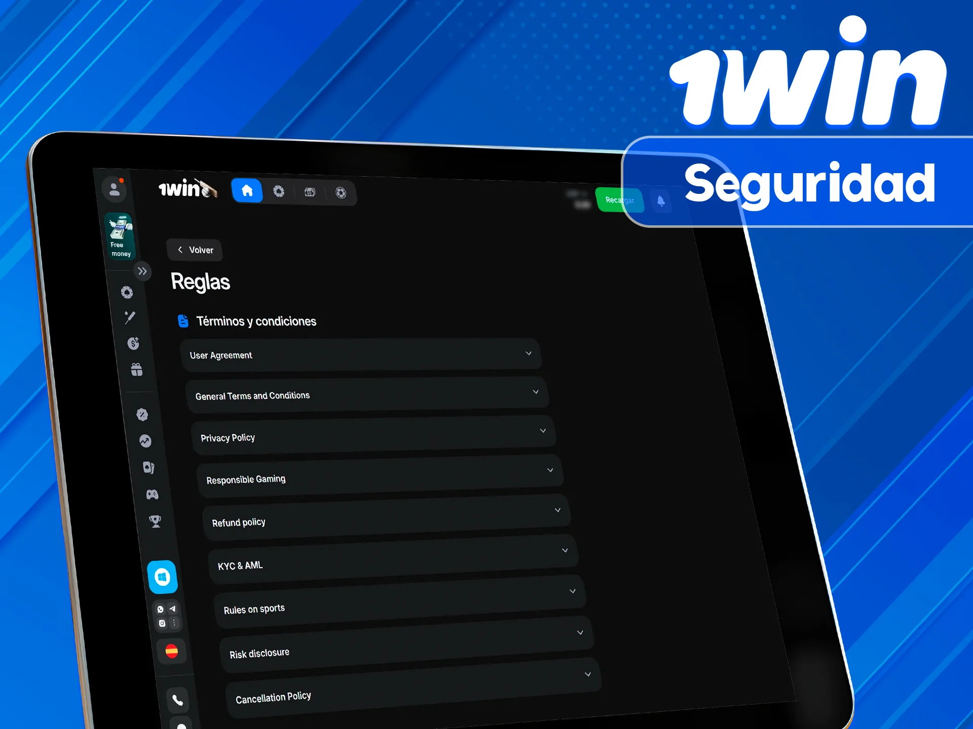 Revisa la seguridad móvil en el sitio 1win.