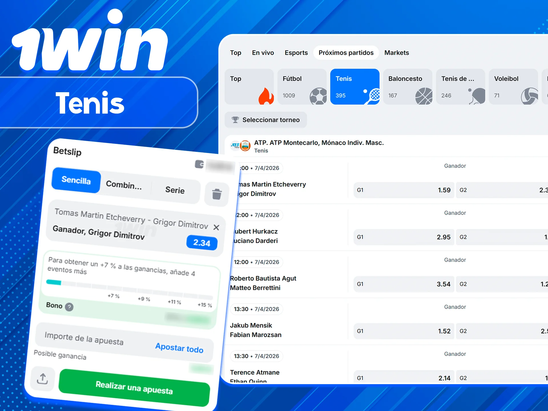 Empieza a apostar en tenis en sitio 1win hoy.