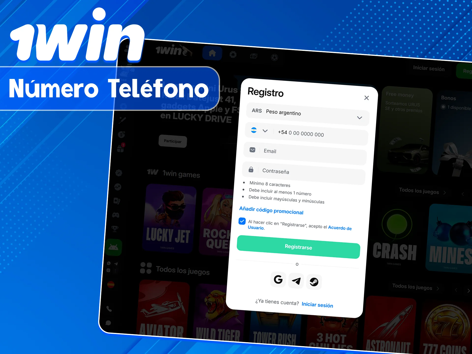 Usa tu celular en el sitio 1win.